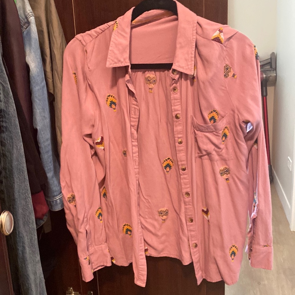 Botton down embroidered blouse sport for jeans